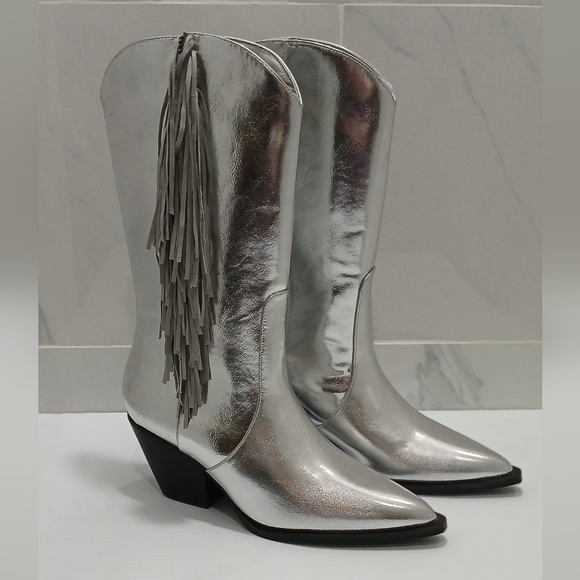 BILLINI Cowgirl Boots ANDE Silver Fringe 🔥❤️🩶 Women's Size 7 NEW - Picture 5 of 16